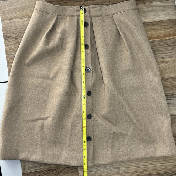 J Crew Skirt Womens 4 Wool Camel A-Line Button Front Pleated Preppy Classic NWOT - Picture 7 of 11